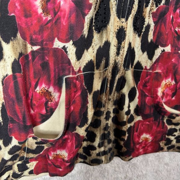 Chico's Animal Floral Print Zipper Up Jacket Size 1 - Picture 2 of 5